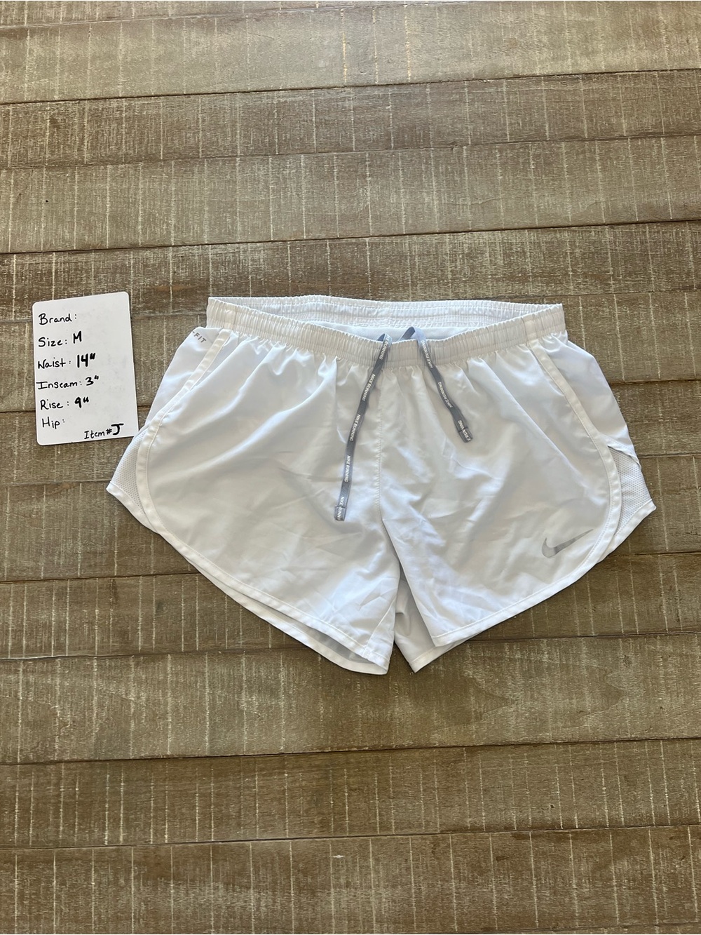 Nike White Athletic Running Shorts with Gray Drawstring Sz Medium